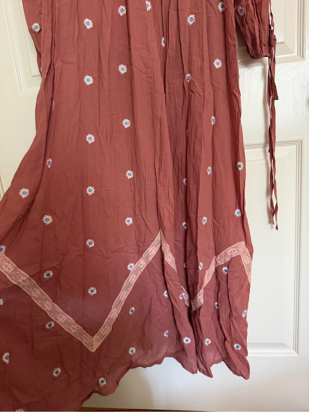 Free People Bohemian Embroidered Long Sleeve Maxi Dress - Dusty Rose - Picture 6 of 12